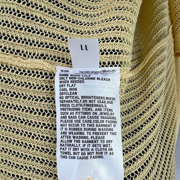 Uniqlo x Ines de la Fressange Yellow Linen-Blend Open-Knit Cardigan Sweater M - Picture 10 of 10